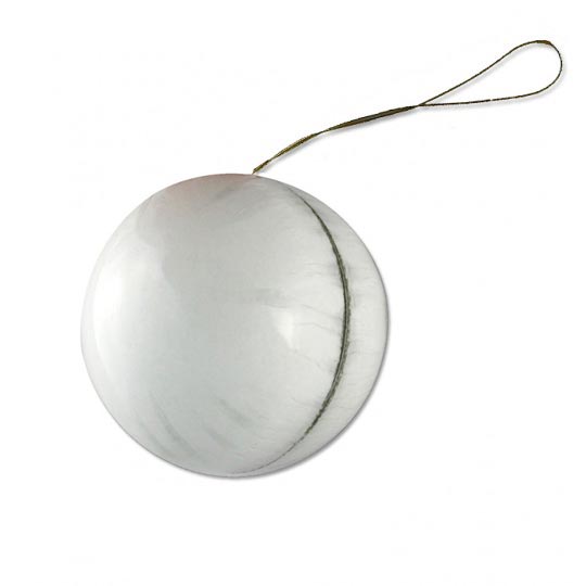 2-3/8" Unfinished White Papier Mache Ball Box Ornament with Gold Cord